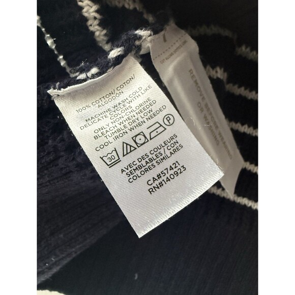 Loft Striped long Sleeve V Neck Sweater Womens XL blue white coastal short - Picture 8 of 9